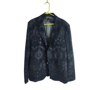 Haus Of Howe Black Patterned Blazer  99% Cotton 1% Spandex  42R